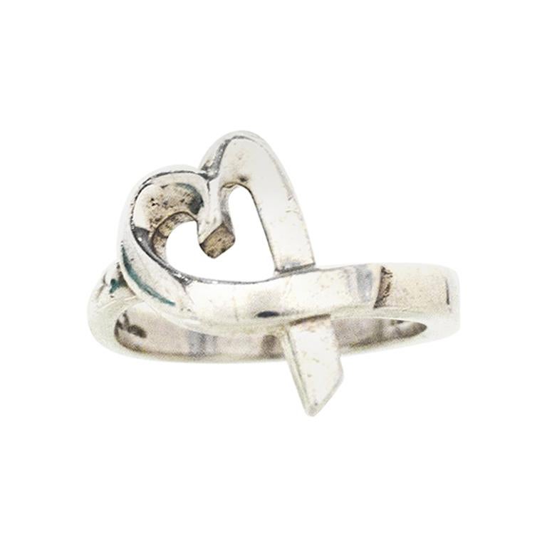 Tiffany & Co. Paloma Picasso Sterling Loving Heart Ring  Sz 5.5 with DB