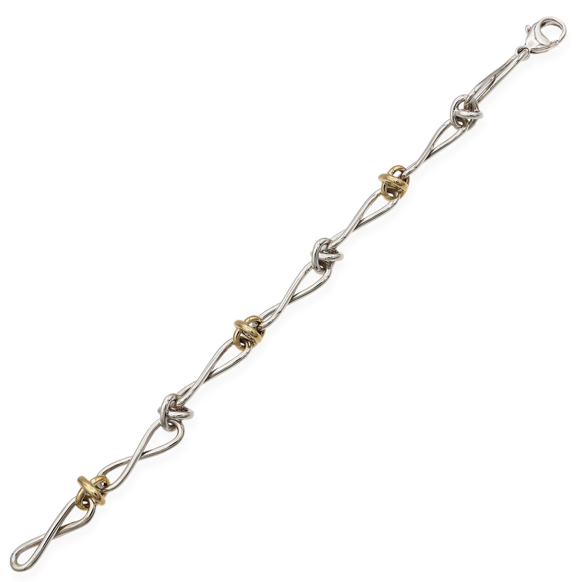 Women's Tiffany & Co. Paloma Picasso Sterling Silver 18K Gold Infinity Link Bracelet For Sale