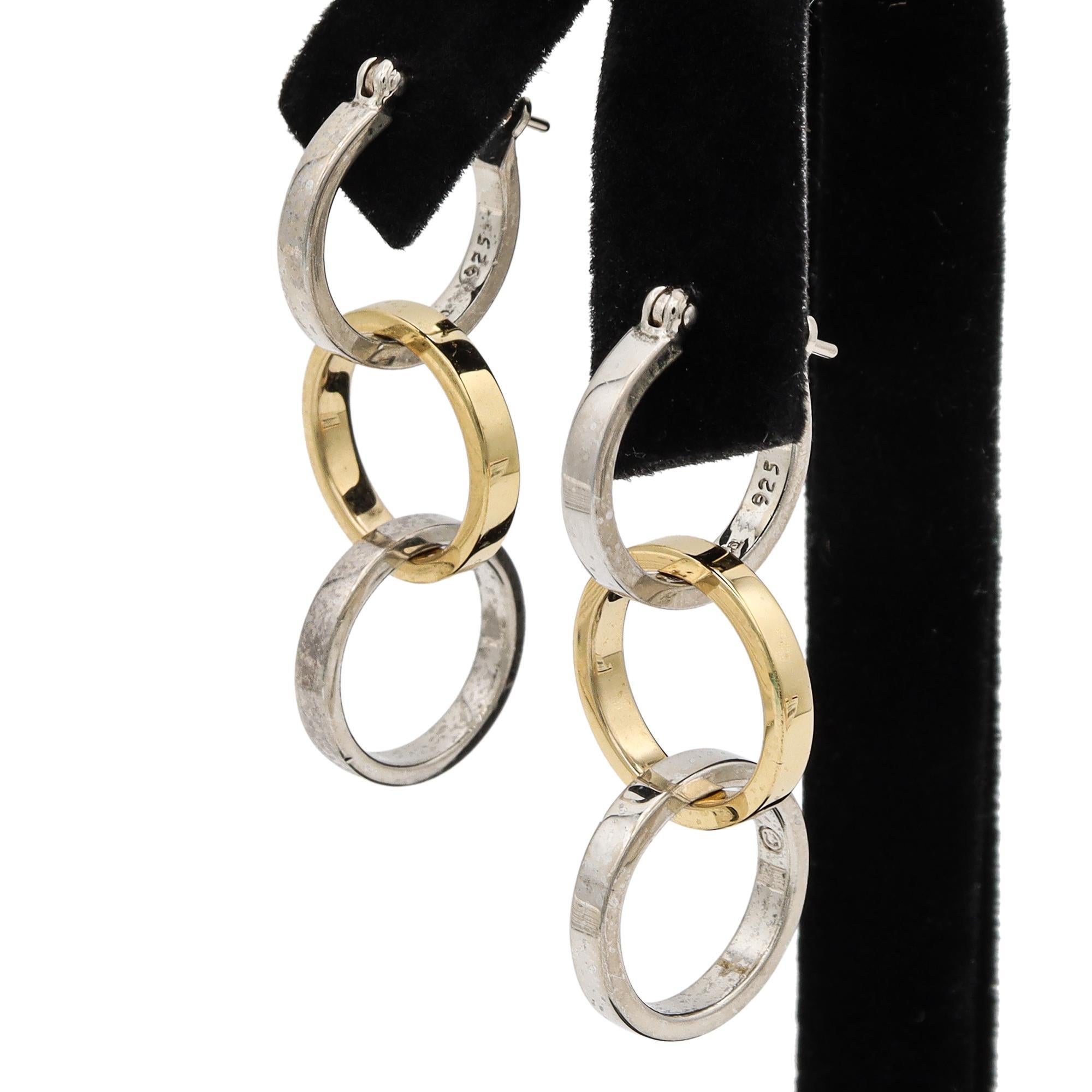 Modern Tiffany & Co. Paloma Picasso Sterling Silver 18K Gold Interlocking Earrings