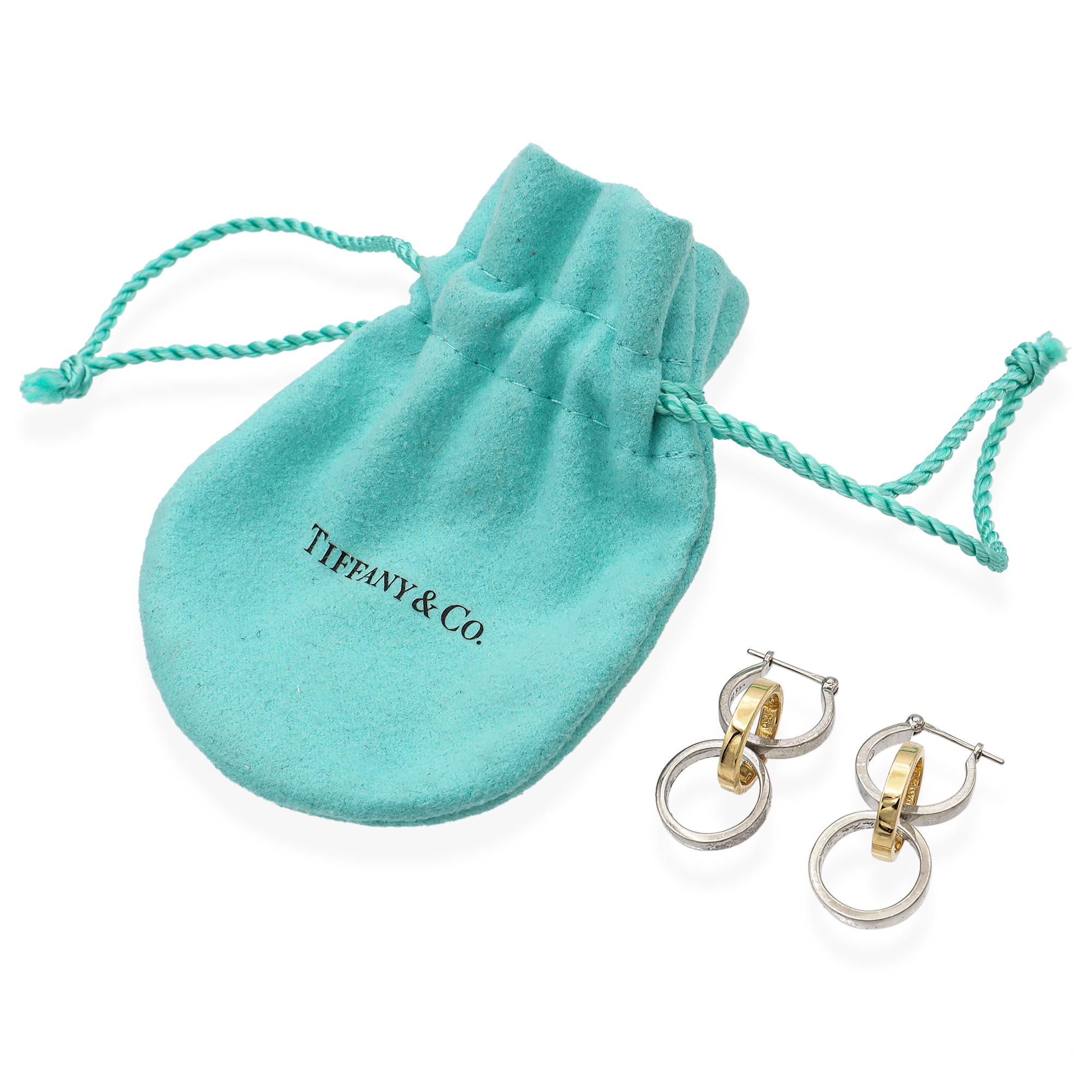 Tiffany & Co. Paloma Picasso Sterling Silver 18K Gold Interlocking Earrings 2