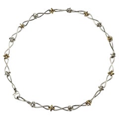 Tiffany & Co. Paloma Picasso Sterling Silver 18K Infinity Knot Necklace #25599