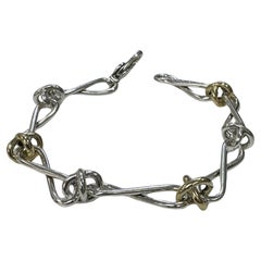 Used Tiffany Co Paloma Picasso Sterling Silver 18K Yellow Gold Twisted Link Bracelet