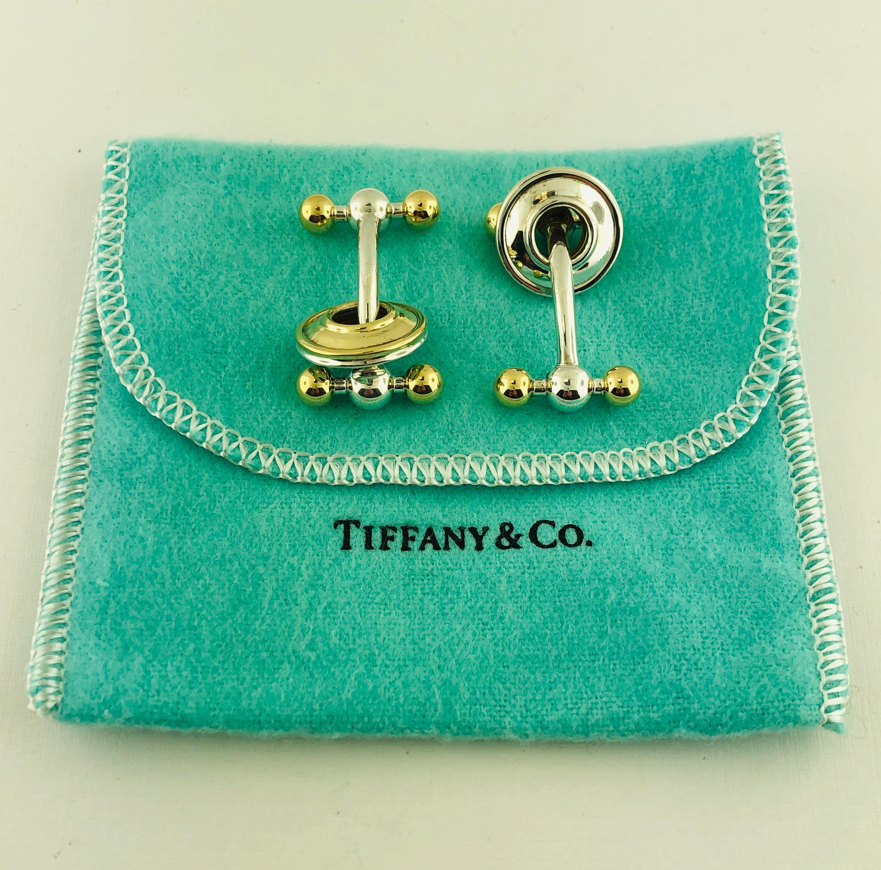 Tiffany & Co. Paloma Picasso Sterling Silver and 18 Karat Yellow Gold Cufflinks For Sale 1