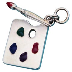 Tiffany & Co. Paloma Picasso Sterling Silver Enamel Artist Palette Charm Pendant