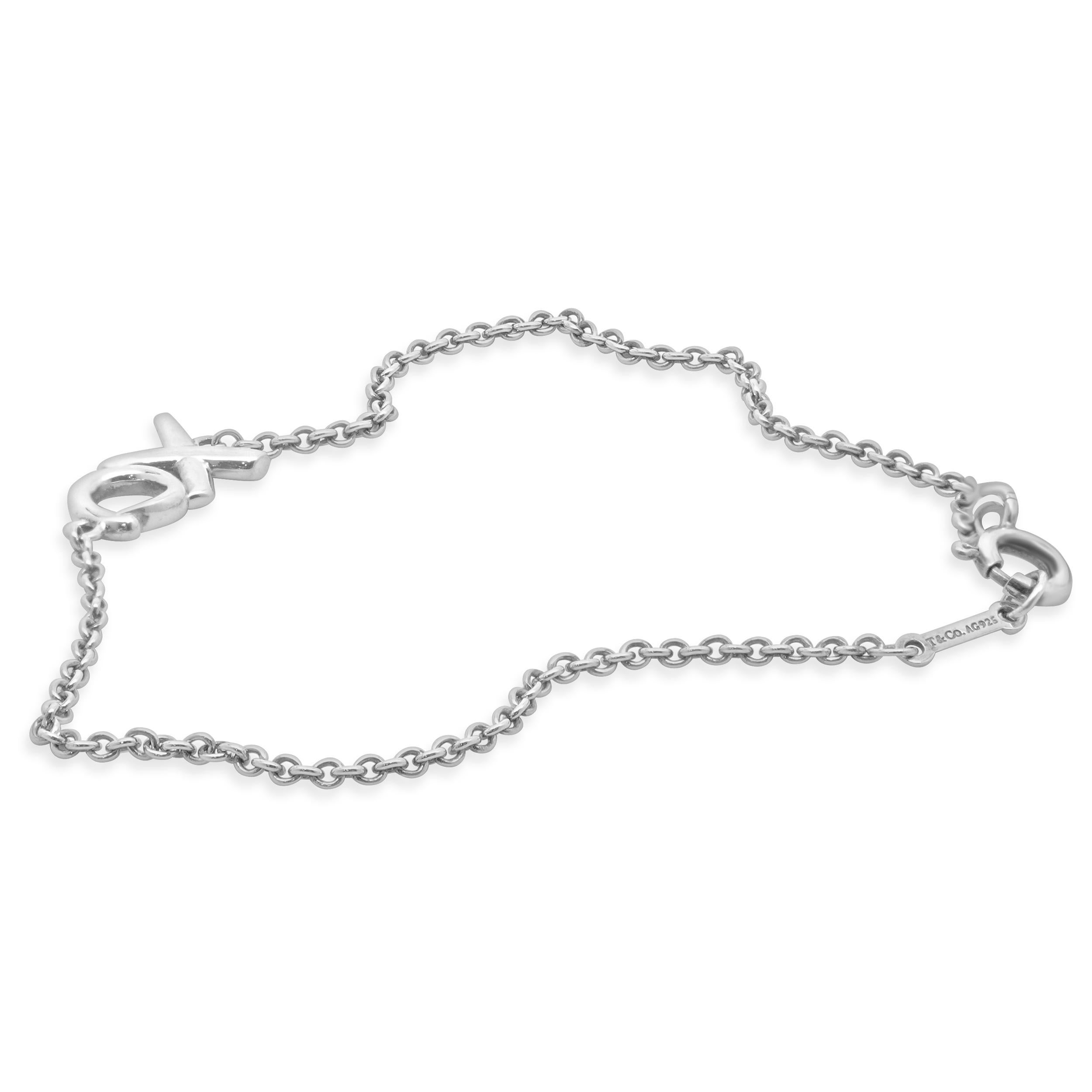 Tiffany & Co. Paloma Picasso Sterling Silver Graffiti XO Bracelet In Excellent Condition For Sale In Scottsdale, AZ