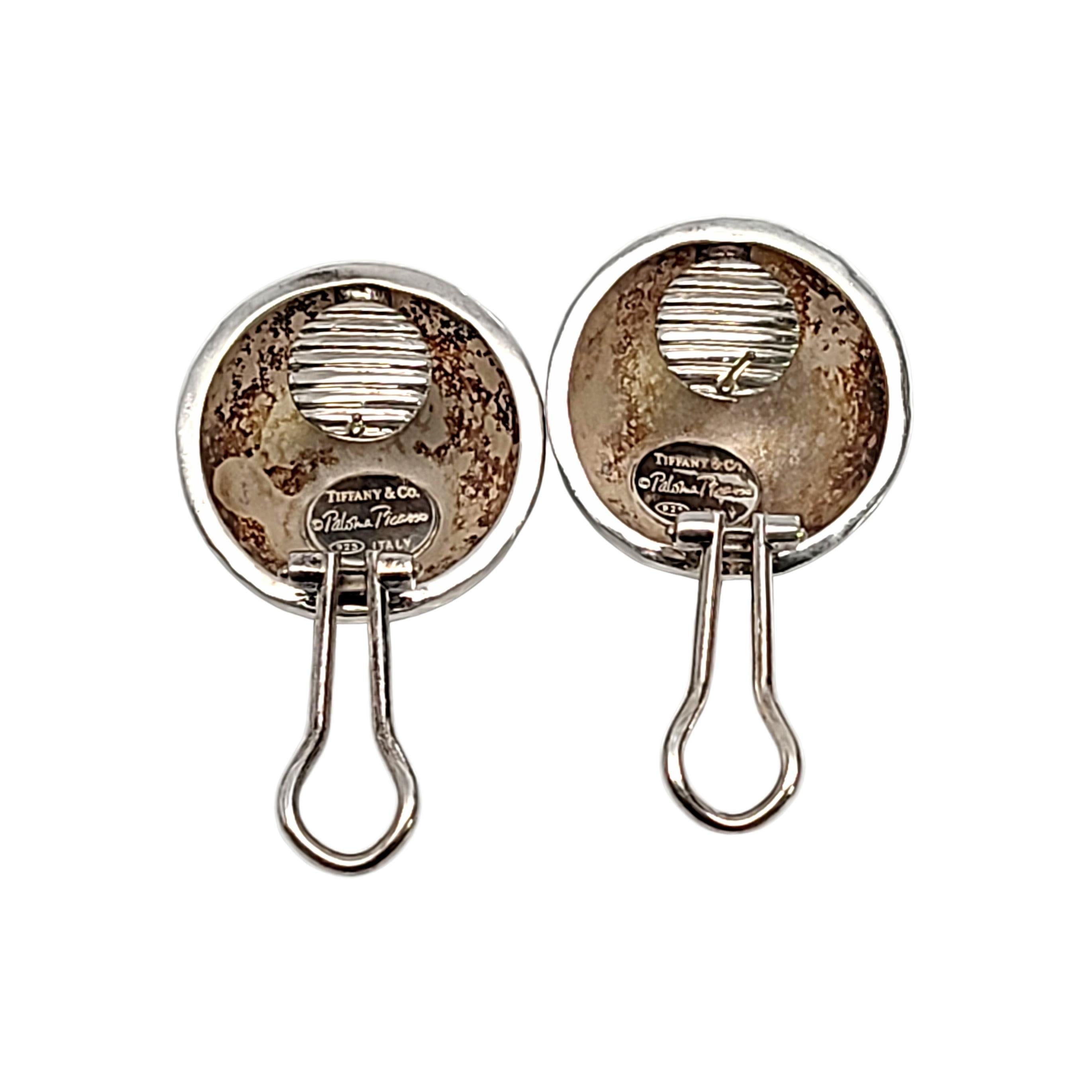 Tiffany & Co Paloma Picasso Sterling Silver Hammered Dome Earrings In Good Condition In Washington Depot, CT