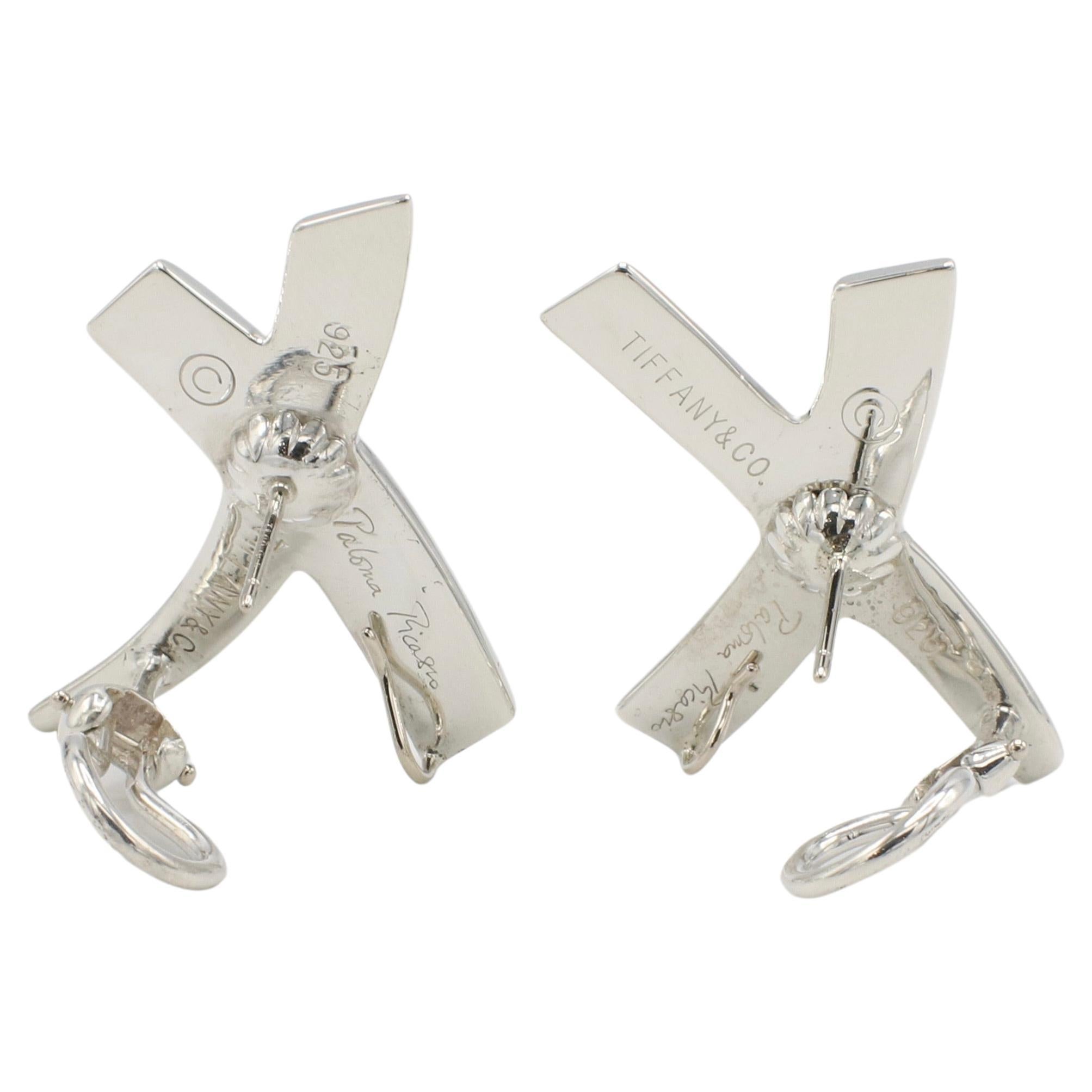 Contemporary Tiffany & Co. Paloma Picasso Sterling Silver Large Graffiti X Earrings 