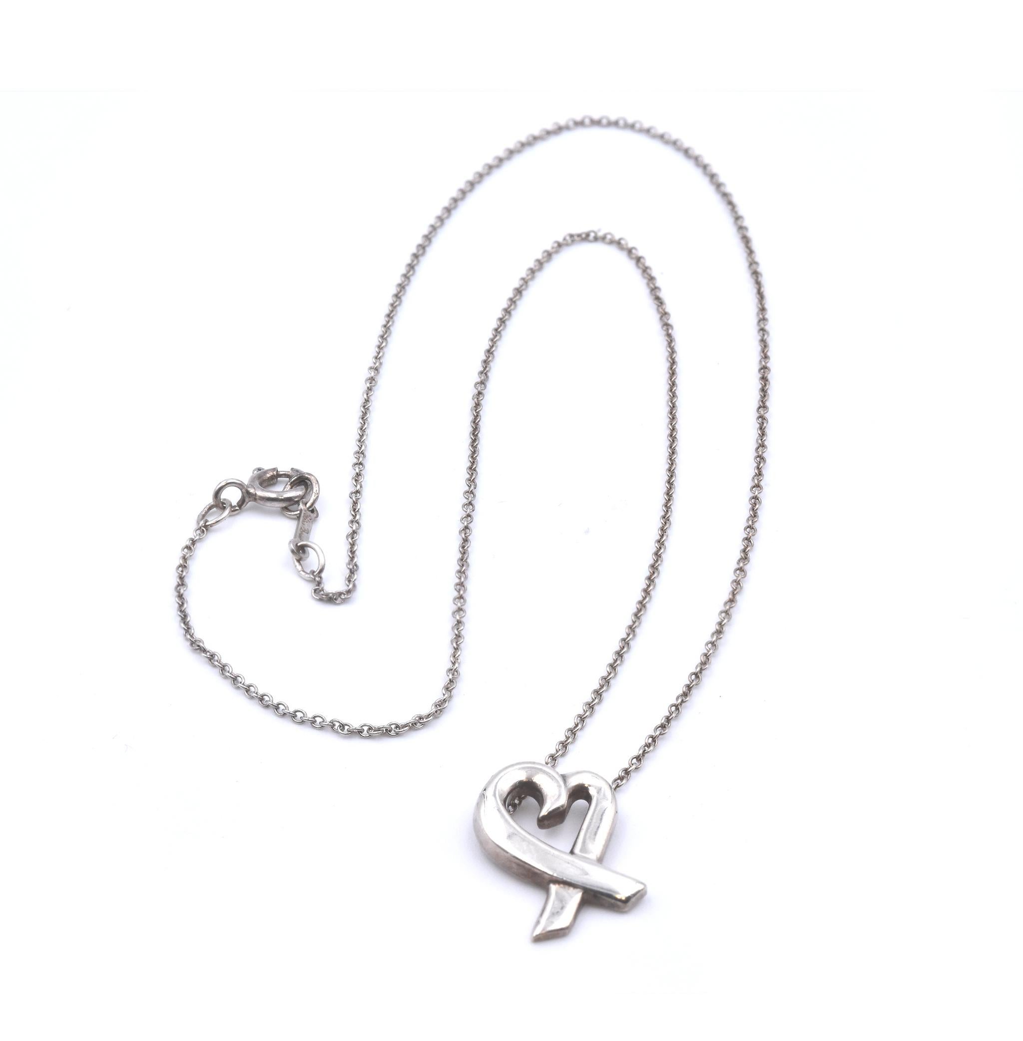 Designer: Tiffany & Co. / Paloma Picasso 
Material: sterling silver 
Dimensions: necklace measures 16-inches
Weight: 2.57 grams
