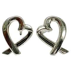 Vintage Tiffany & Co Paloma Picasso Sterling Silver Loving Heart Stud Earrings