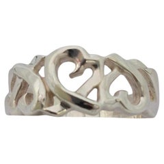 Paloma Picasso for Tiffany & Co. in argento sterling, anello a fascia con cuori amorosi misura 7 20802