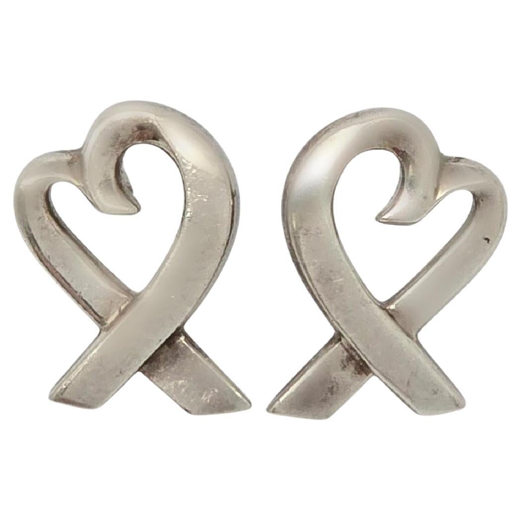 Tiffany & Co Paloma Picasso Sterling Silver Loving Hearts Earrings #20806