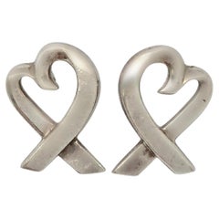 Tiffany & Co Paloma Picasso Sterling Silver Loving Hearts Earrings #20806