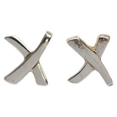Tiffany & Co Paloma Picasso Sterling Silver Mini Graffiti X Earrings #25467