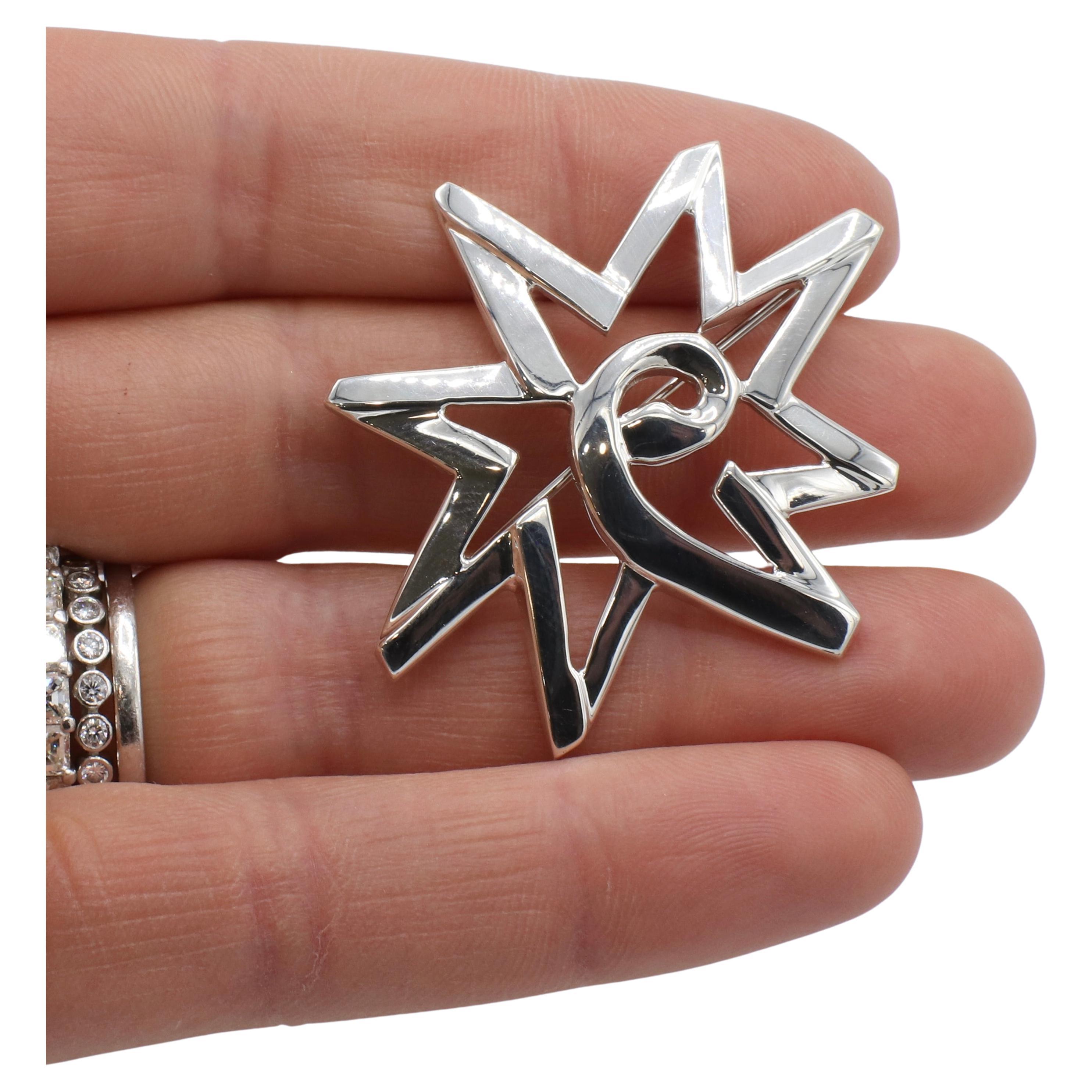 Contemporary Tiffany & Co. Paloma Picasso Sterling Silver Star Pin Brooch  For Sale
