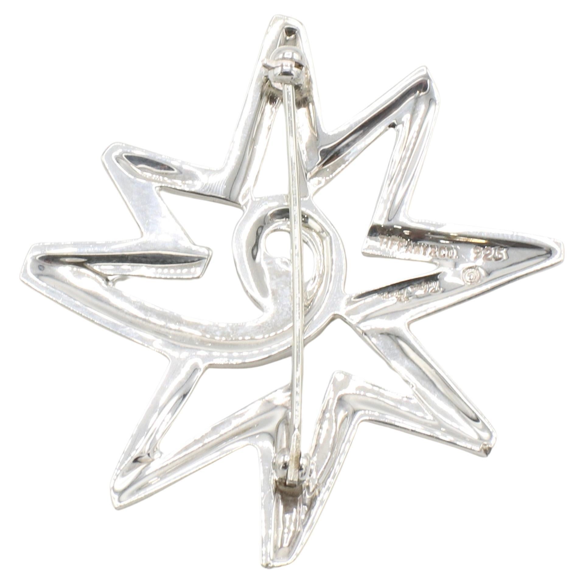 Tiffany & Co. Paloma Picasso Sterling Silver Star Pin Brooch In Excellent Condition In  Baltimore, MD