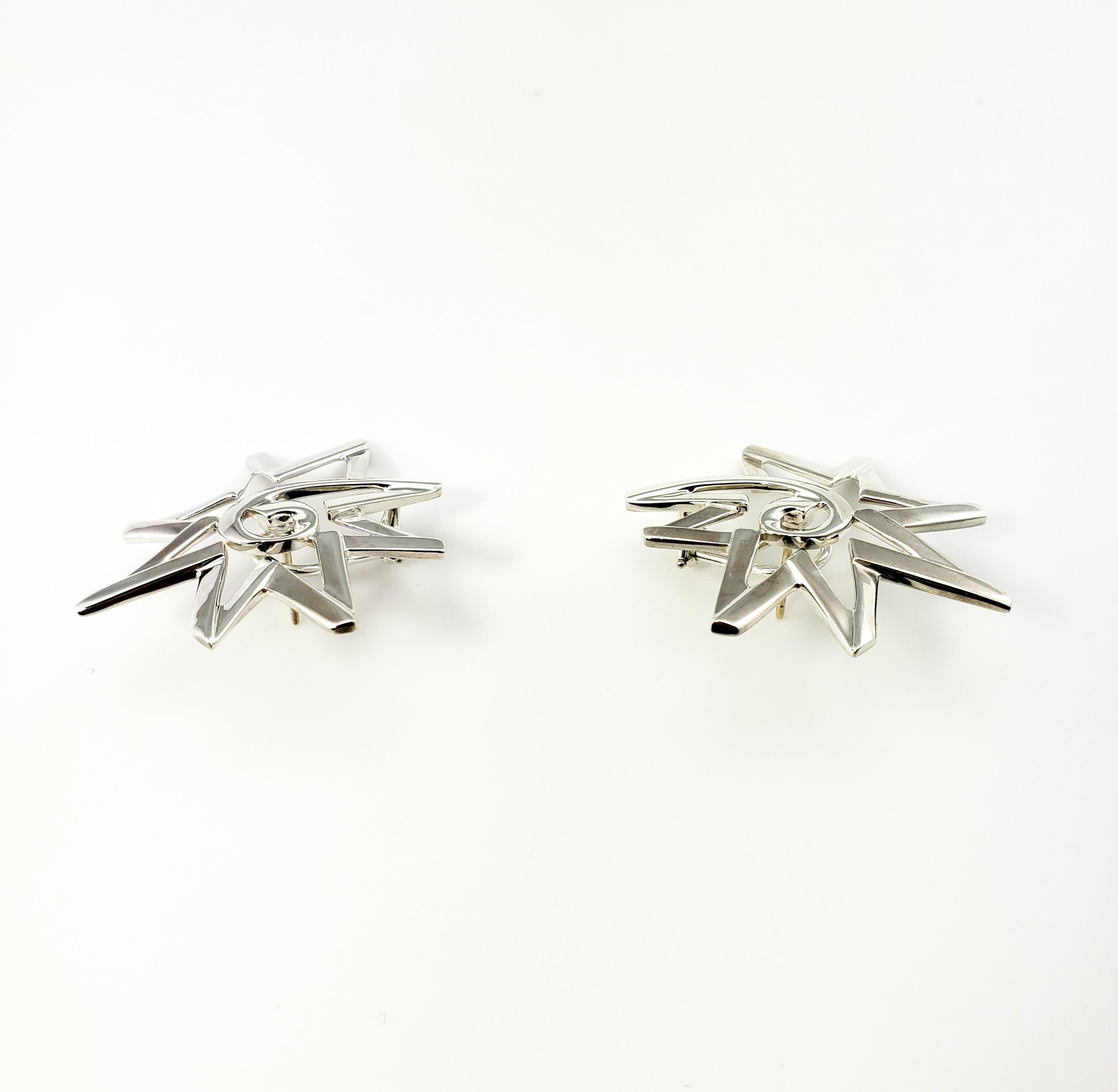 Tiffany & Co. Paloma Picasso Sterling Silver Starburst Earrings In Good Condition In Washington Depot, CT