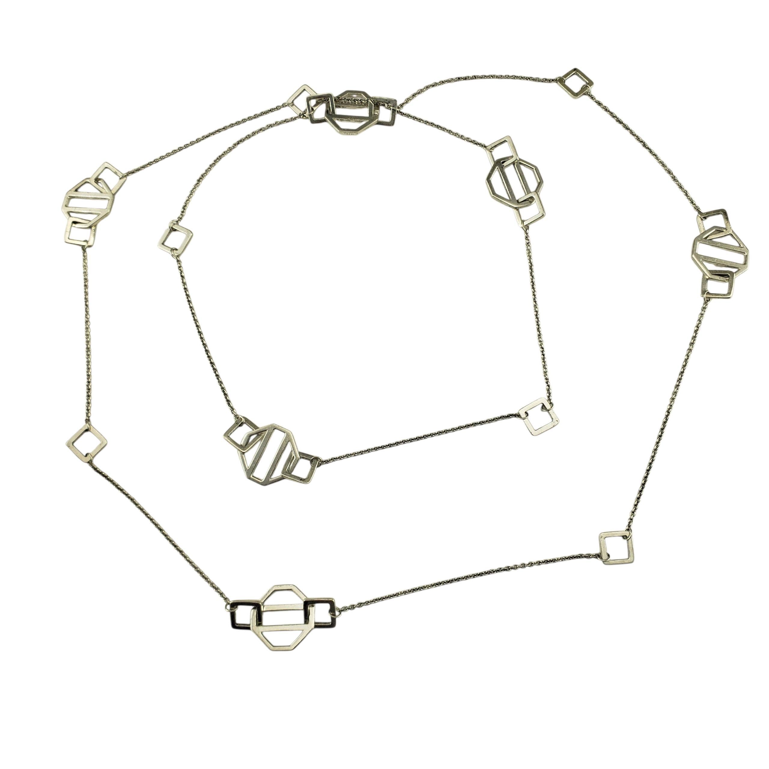 Tiffany & Co. Paloma Picasso Sterling Silver Zellige Necklace-

This striking necklace from Tiffany's Paloma Picasso Zellige collection features an elegant arrangement of open geometric motifs inspired by Moroccan tilework the versatile 36