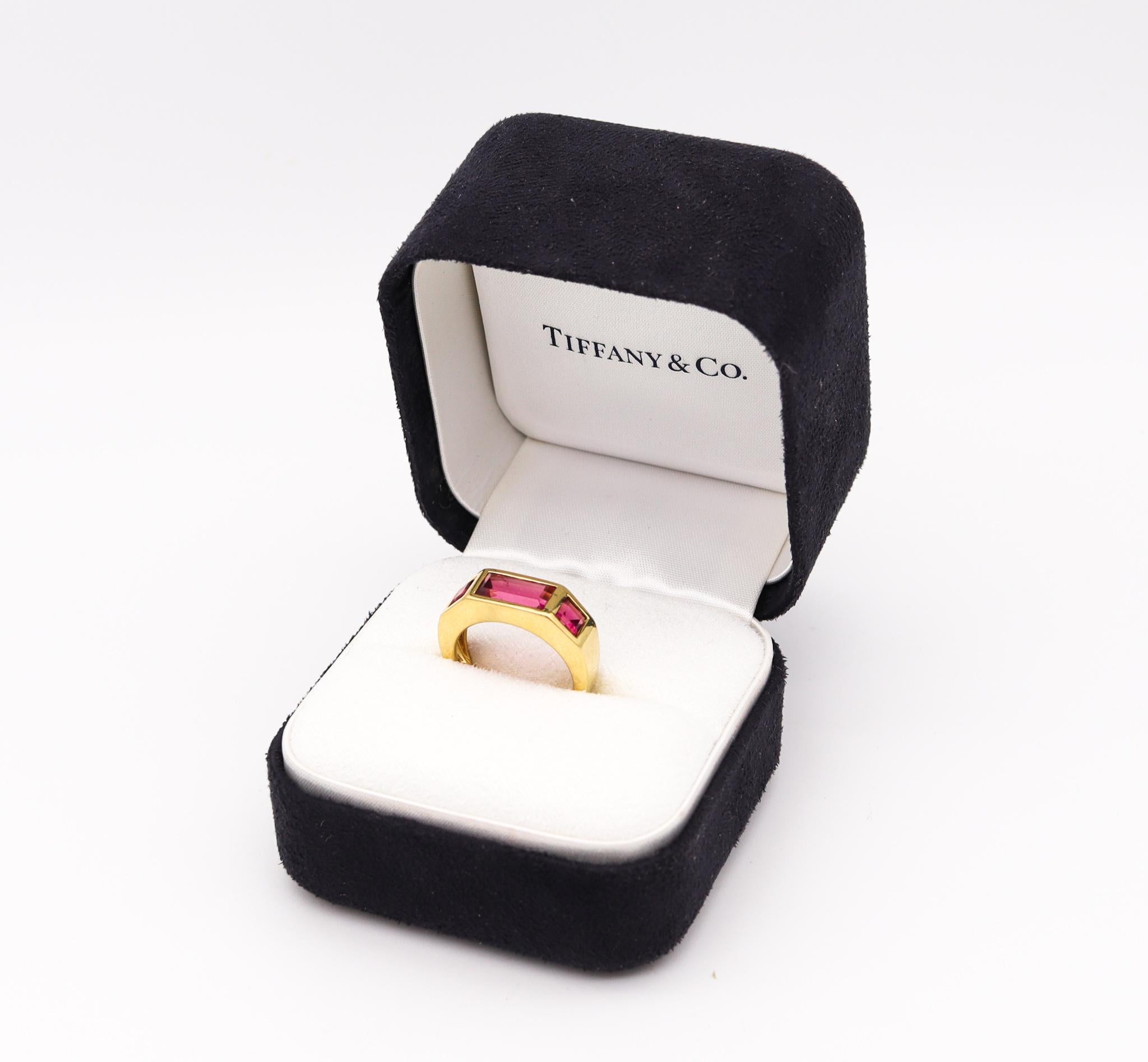 Modernist Tiffany & Co Paloma Picasso Studio Geometric Ring 18Kt Gold 4.34 Cts Tourmalines