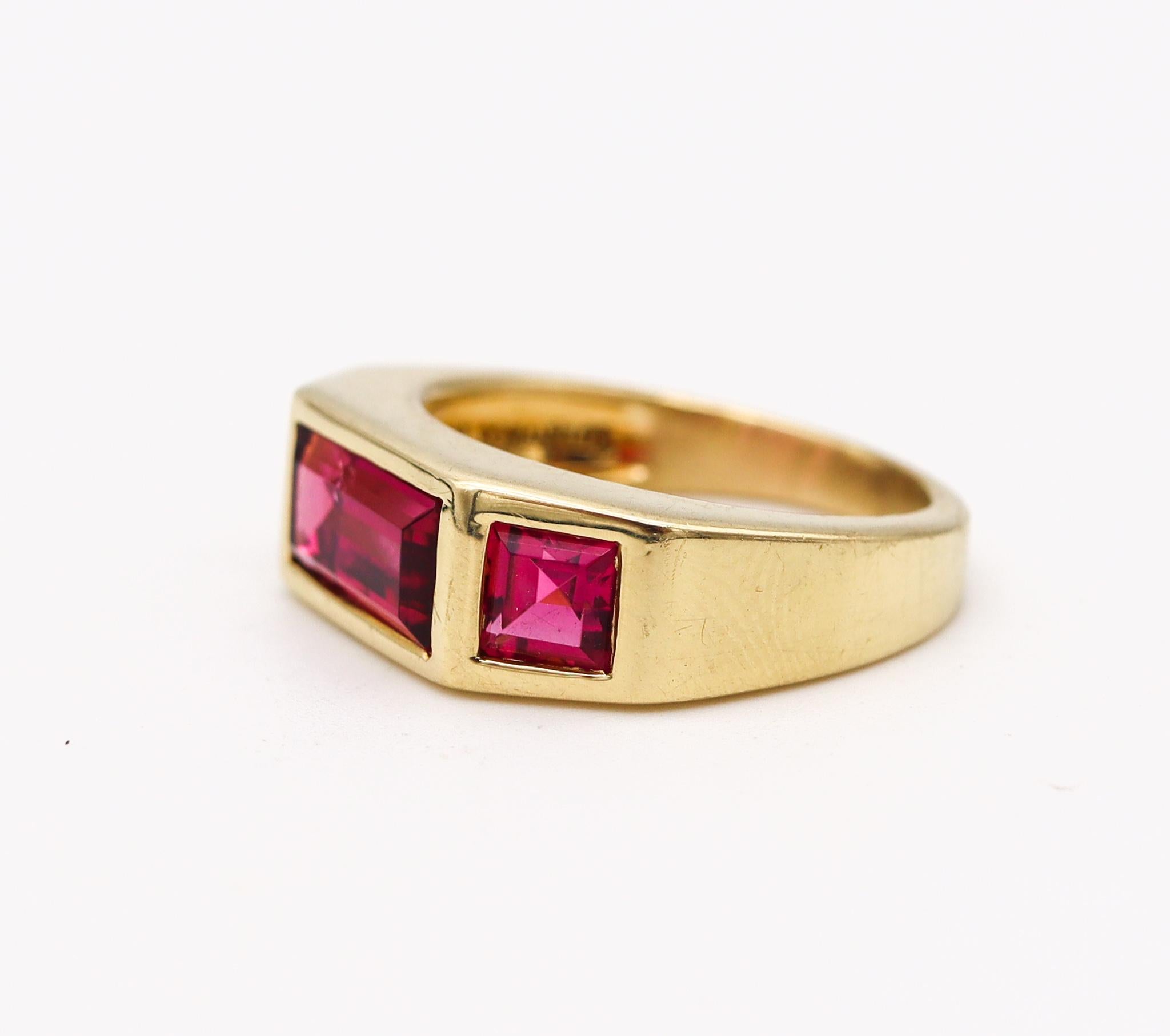 Women's or Men's Tiffany & Co Paloma Picasso Studio Geometric Ring 18Kt Gold 4.34 Cts Tourmalines