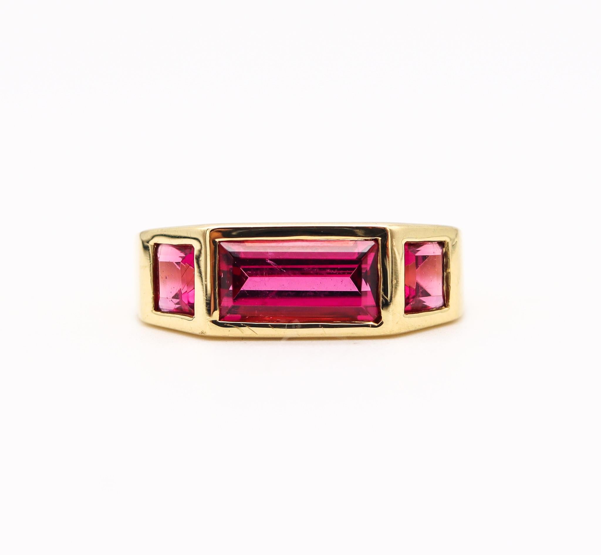Modern Tiffany & Co Paloma Picasso Studio Geometric Ring in 18Kt Gold With Tourmalines