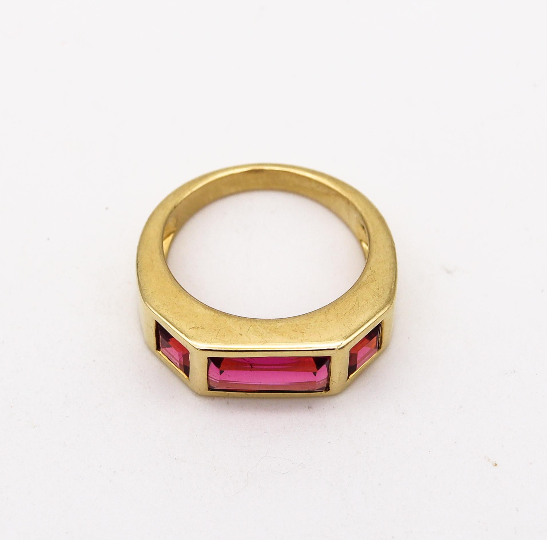 Emerald Cut Tiffany & Co Paloma Picasso Studio Geometric Ring in 18Kt Gold With Tourmalines