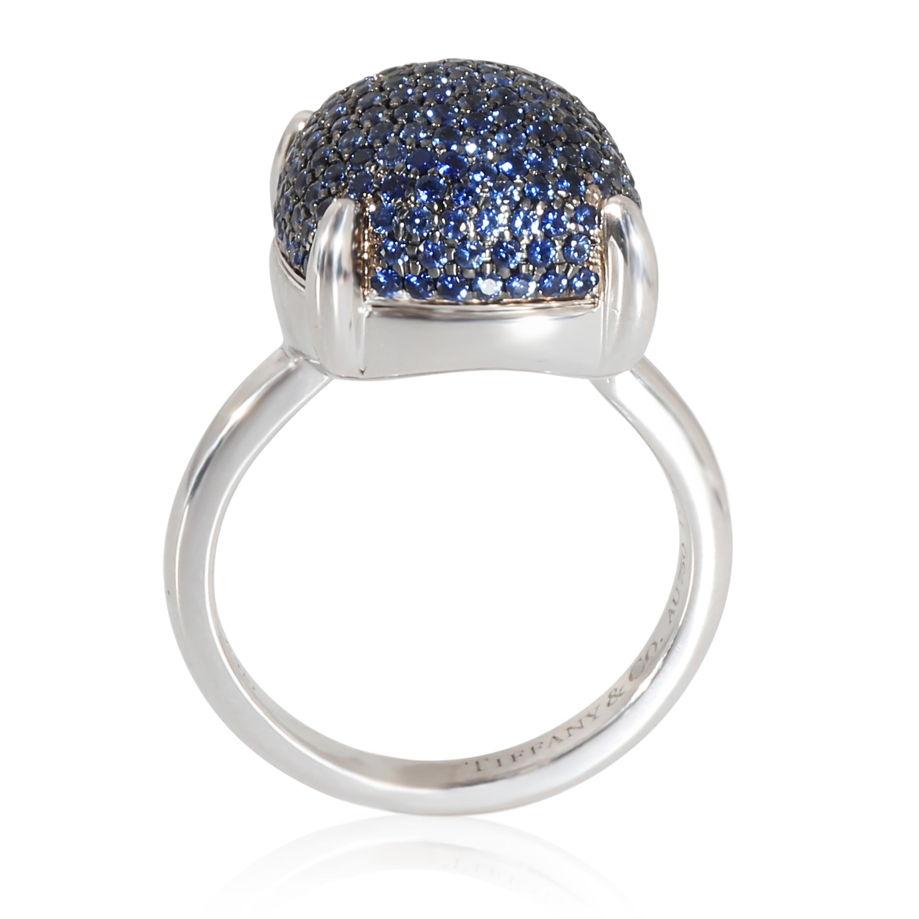 Tiffany & Co. Paloma Picasso Zuckerstack Blauer Saphir-Ring aus 18 Karat Weißgold 2