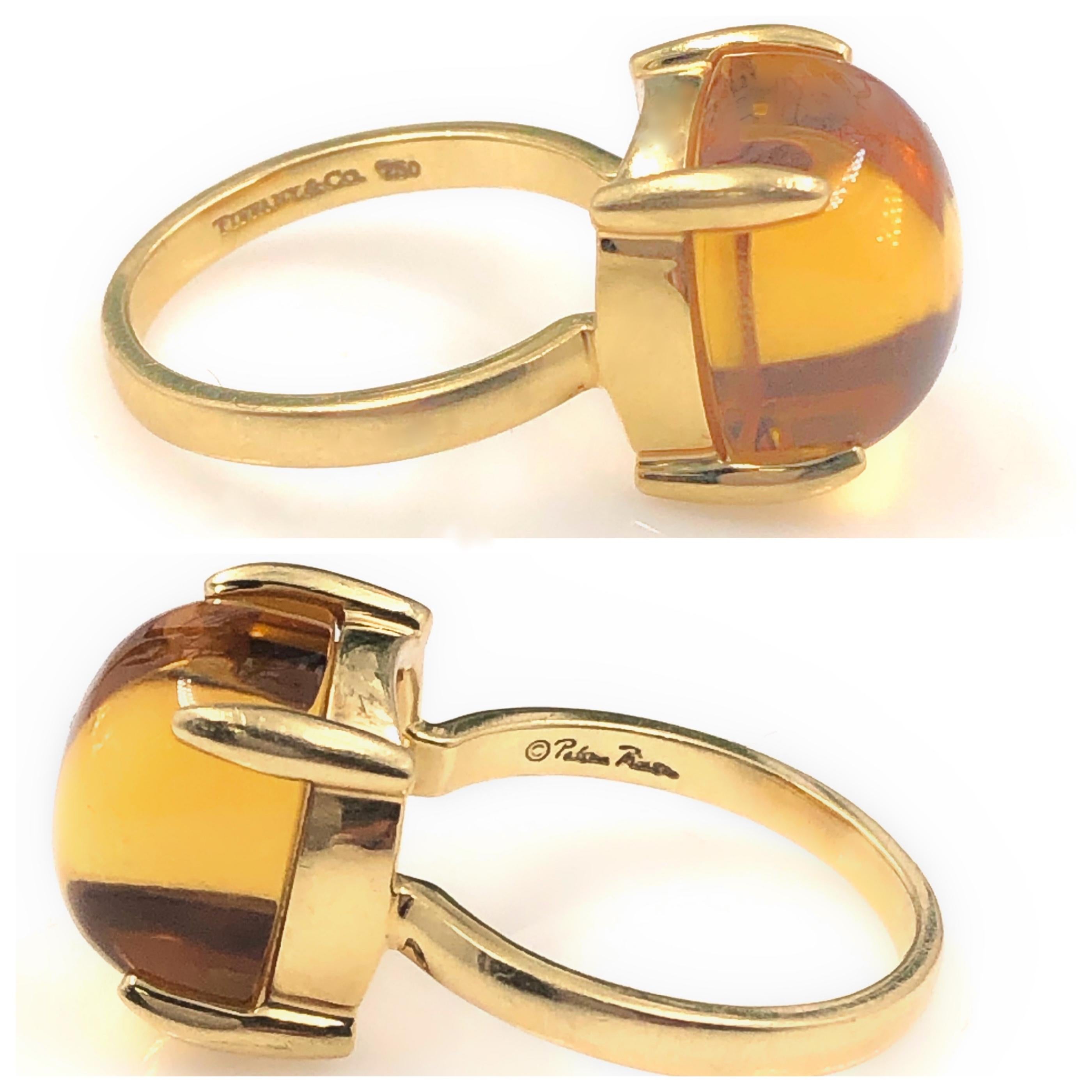 Tiffany & Co. Paloma Picasso Sugar Stack Citrine Ring 18 Karat Gold 8 Carat In Excellent Condition In San Diego, CA