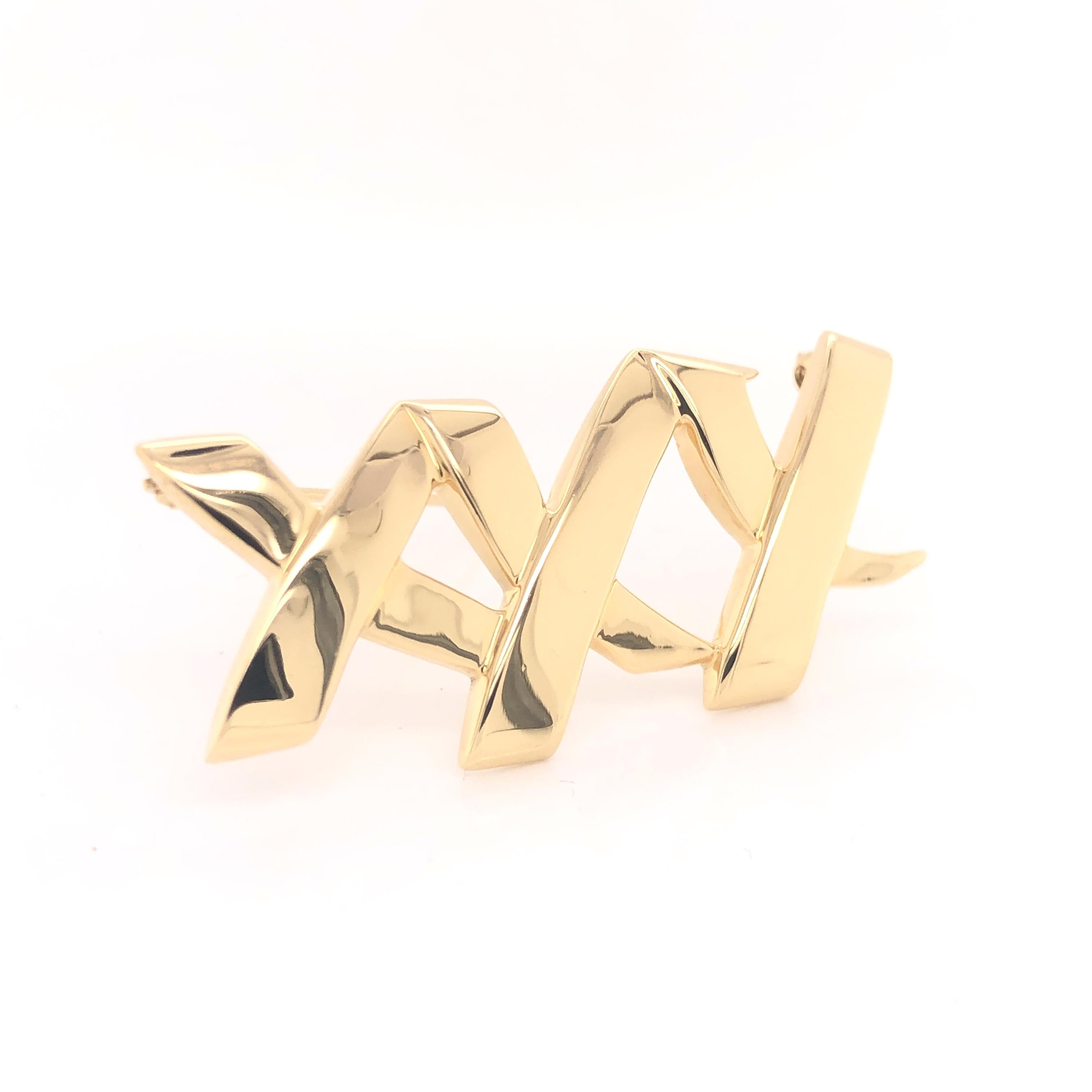 Retired Tiffany & Co Paloma Picasso Collection three X brooch. The brooch is approximately 1.75