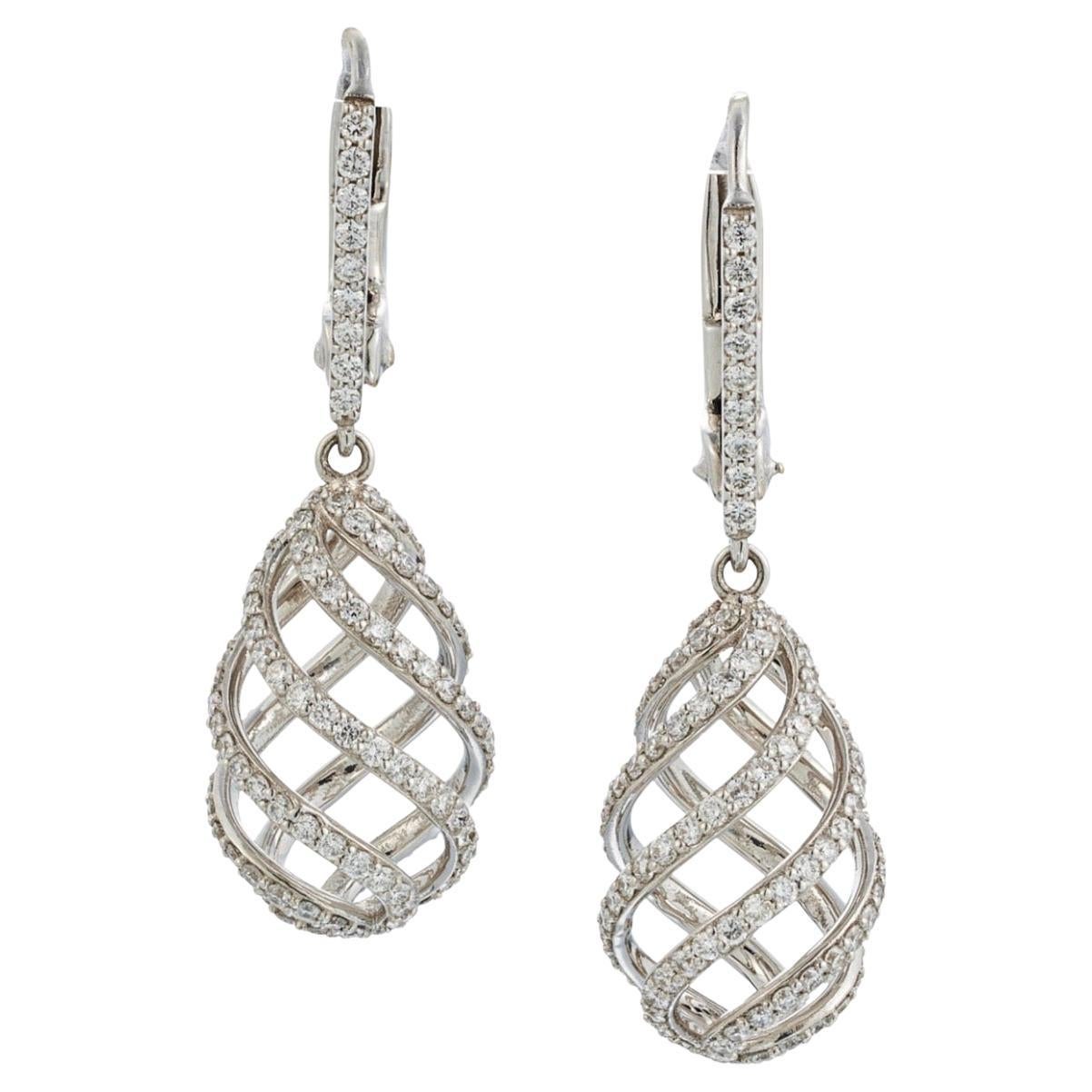 Tiffany & Co Paloma Picasso Venezia Luce Pendientes en espiral de diamantes 18k WG