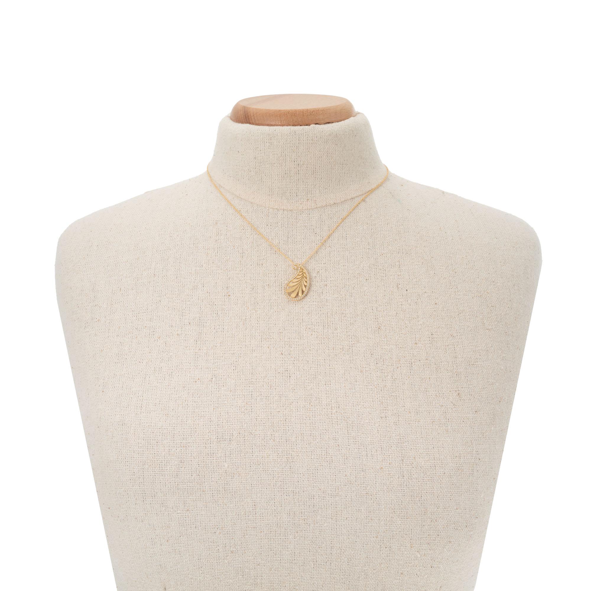Women's Tiffany & Co. Paloma Picasso Villa Palm Diamond Yellow Gold Pendant Necklace