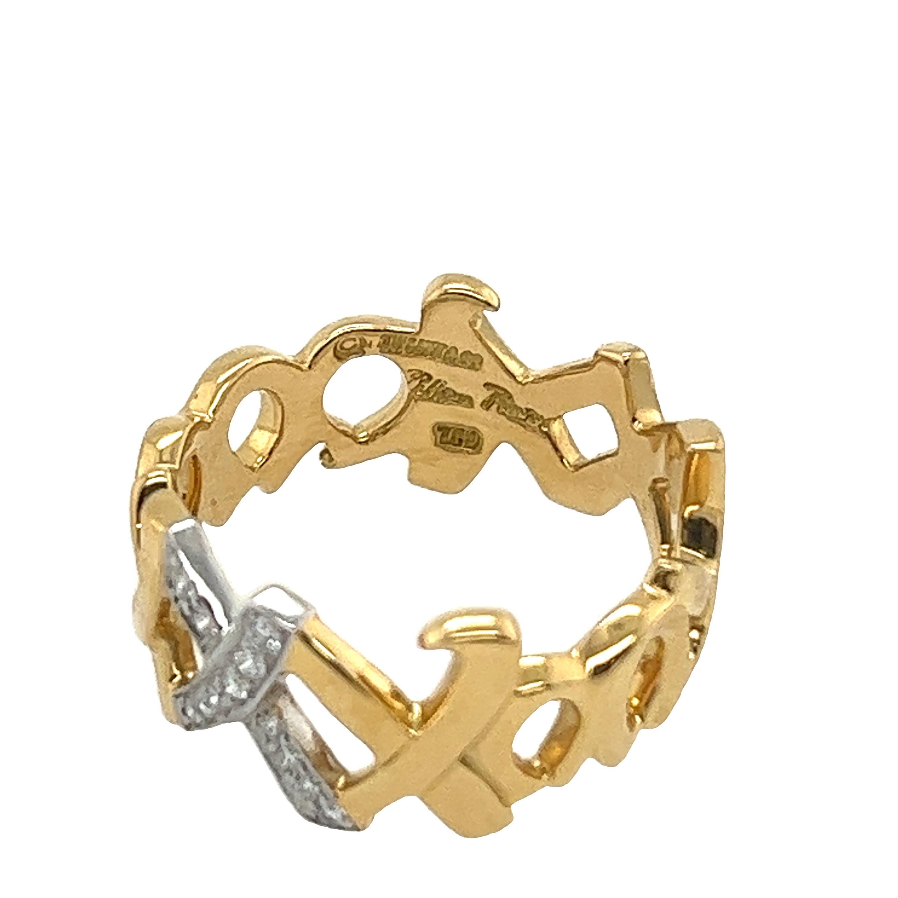 Tiffany & Co Paloma Picasso Vintage Diamantring aus 18 Karat Gelbgold mit Vintage-Diamantbesatz (Rundschliff)