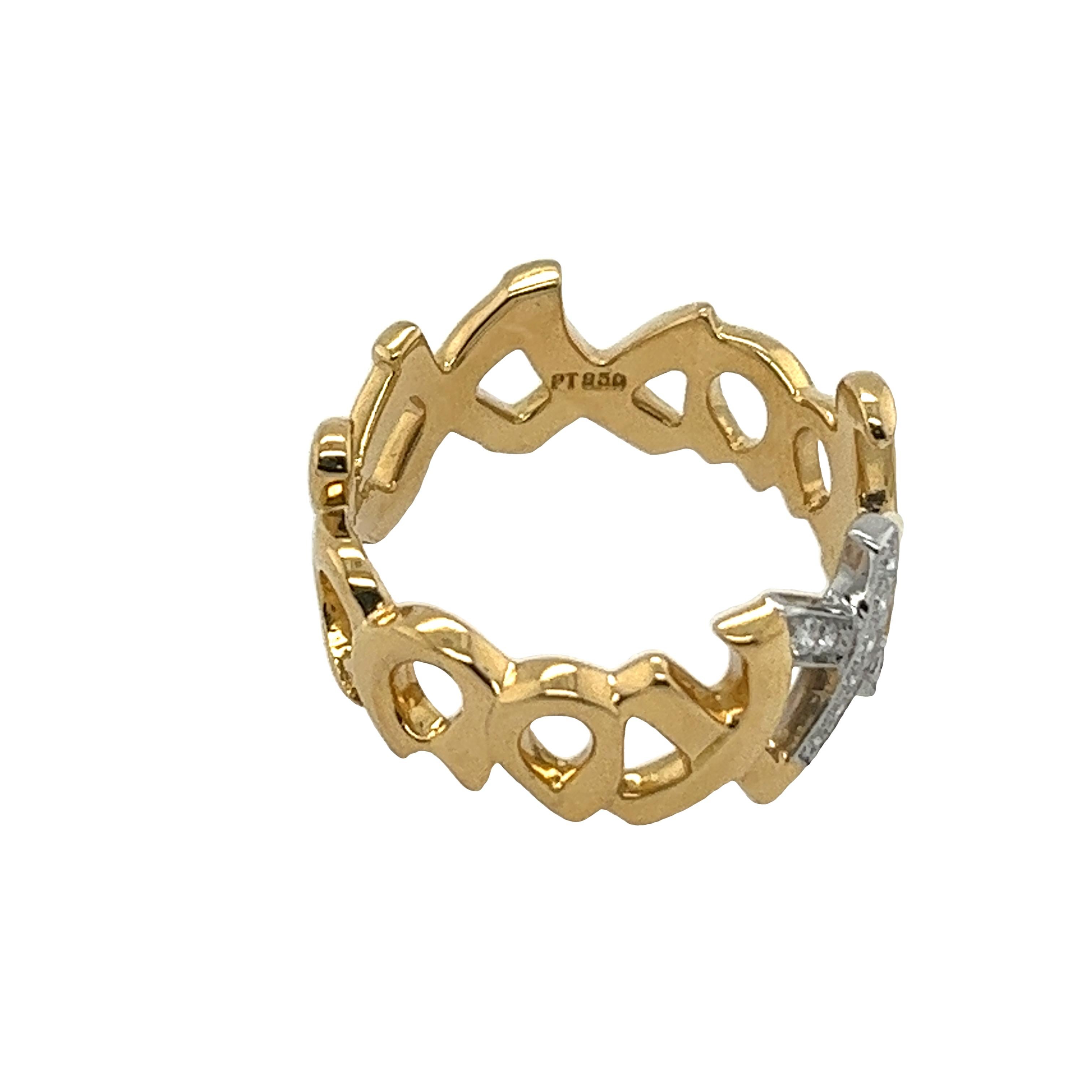 Tiffany & Co Paloma Picasso Vintage Diamantring aus 18 Karat Gelbgold mit Vintage-Diamantbesatz im Zustand „Hervorragend“ in London, GB