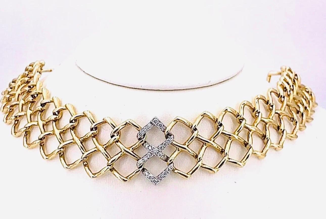 Tiffany & Co Paloma Picasso Vintage Gelbgold Diamant Quadratisches Gliederhalsband im Angebot 3