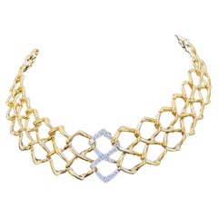 Tiffany & Co Paloma Picasso Collier choker vintage à maillons carrés en or jaune et diamants