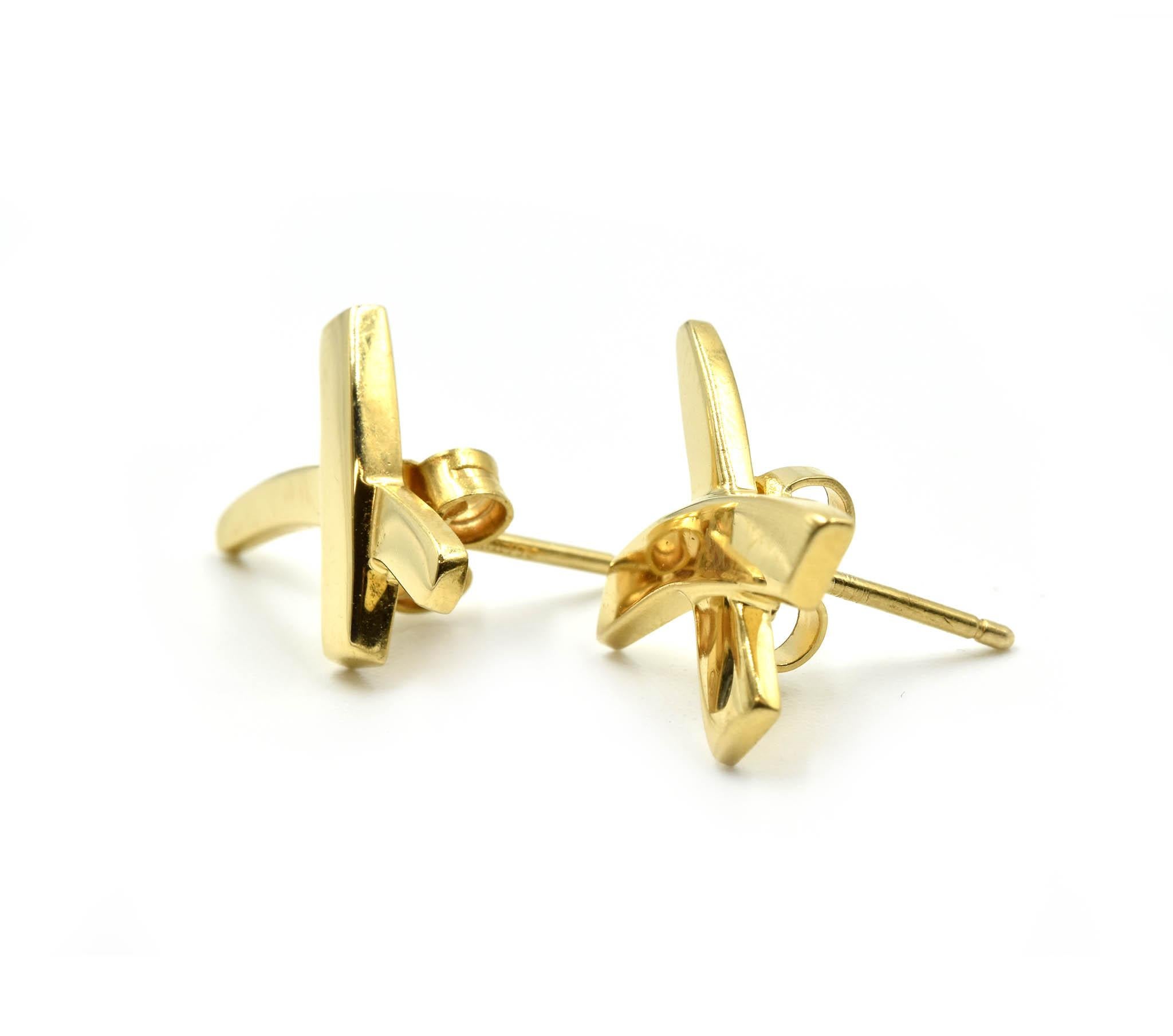 Contemporary Tiffany & Co. Paloma Picasso “X” Earrings 18 Karat Yellow Gold