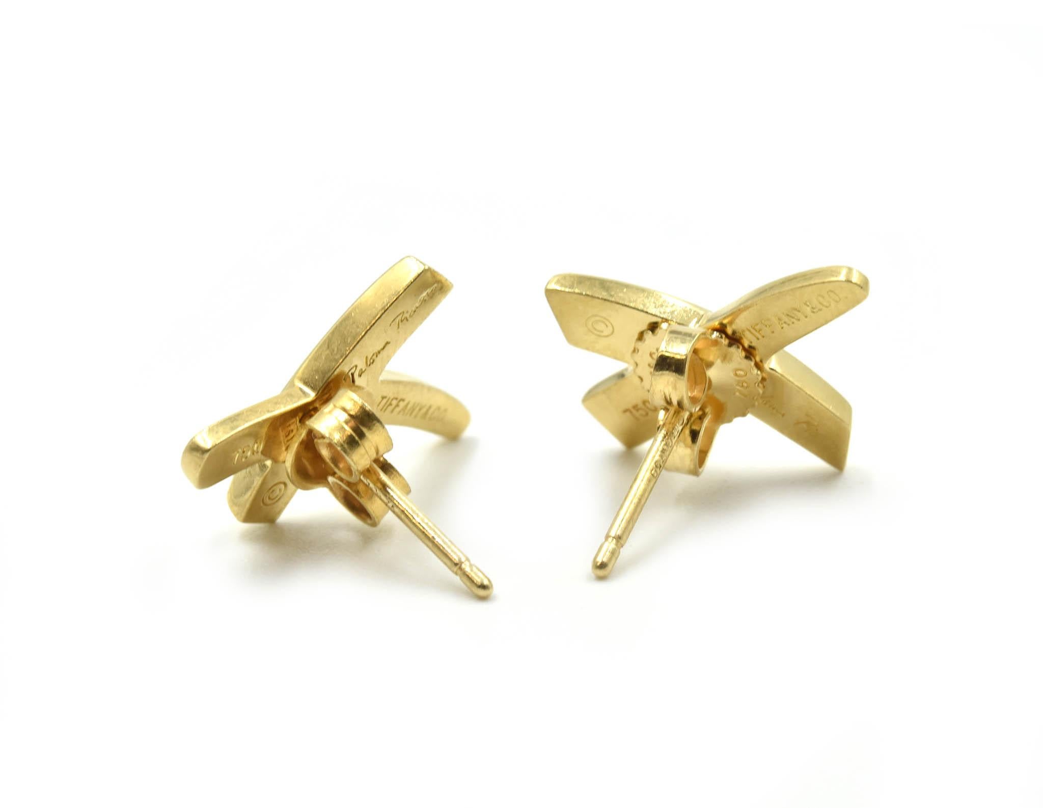 Tiffany & Co. Paloma Picasso “X” Earrings 18 Karat Yellow Gold In New Condition In Scottsdale, AZ