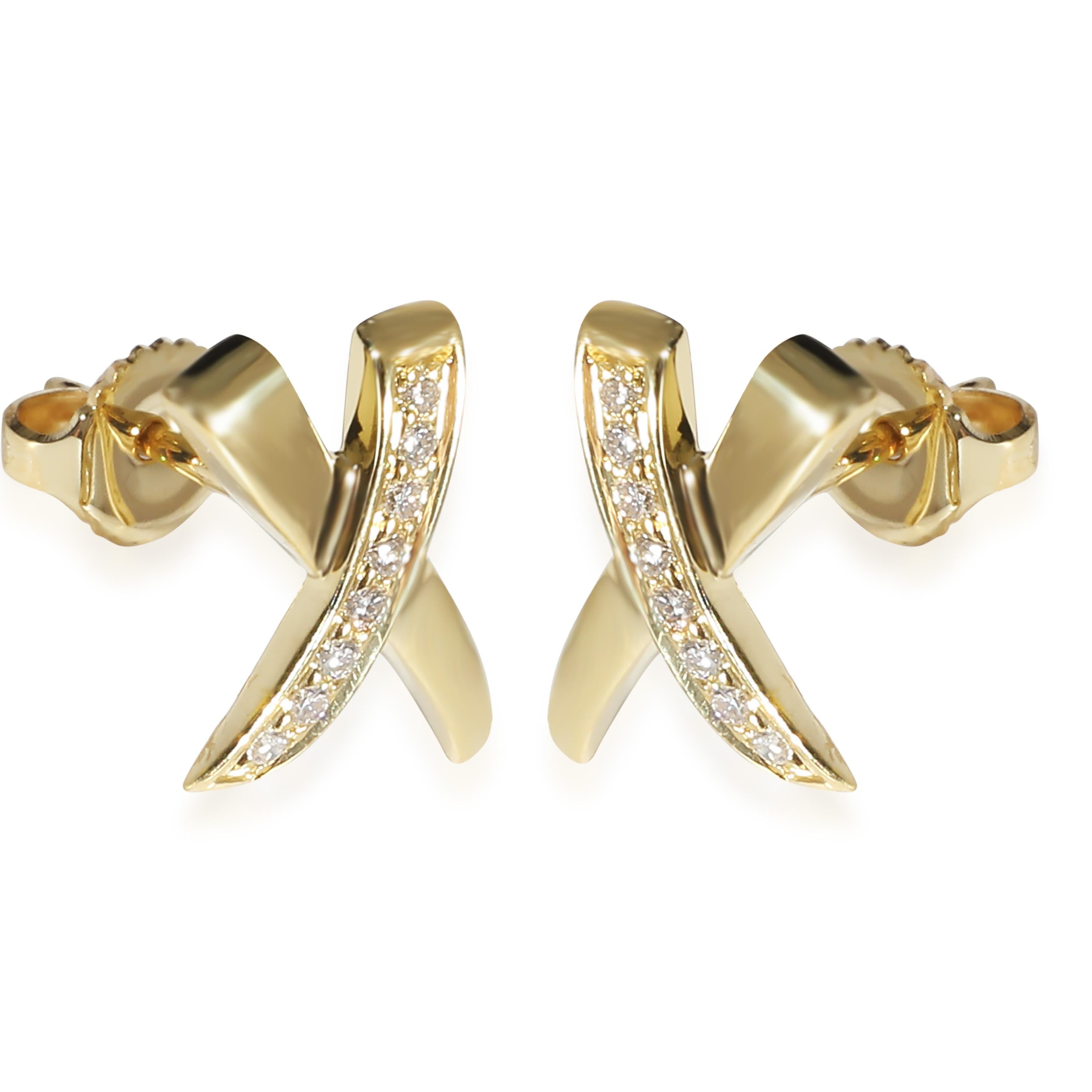Tiffany & Co. Boucles d'oreilles Paloma Picasso X Graffiti en or jaune 18 carats avec diamants 0,1 carat Excellent état à New York, NY