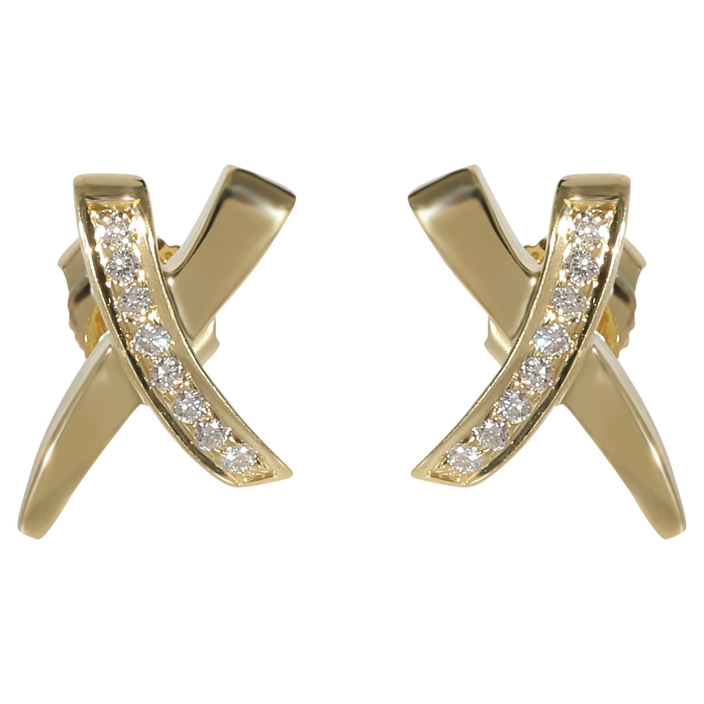 Tiffany & Co. Boucles d'oreilles Paloma Picasso X Graffiti en or jaune 18 carats avec diamants 0,1 carat