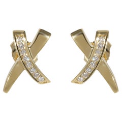 Tiffany & Co. Boucles d'oreilles Paloma Picasso X Graffiti en or jaune 18 carats avec diamants 0,1 carat