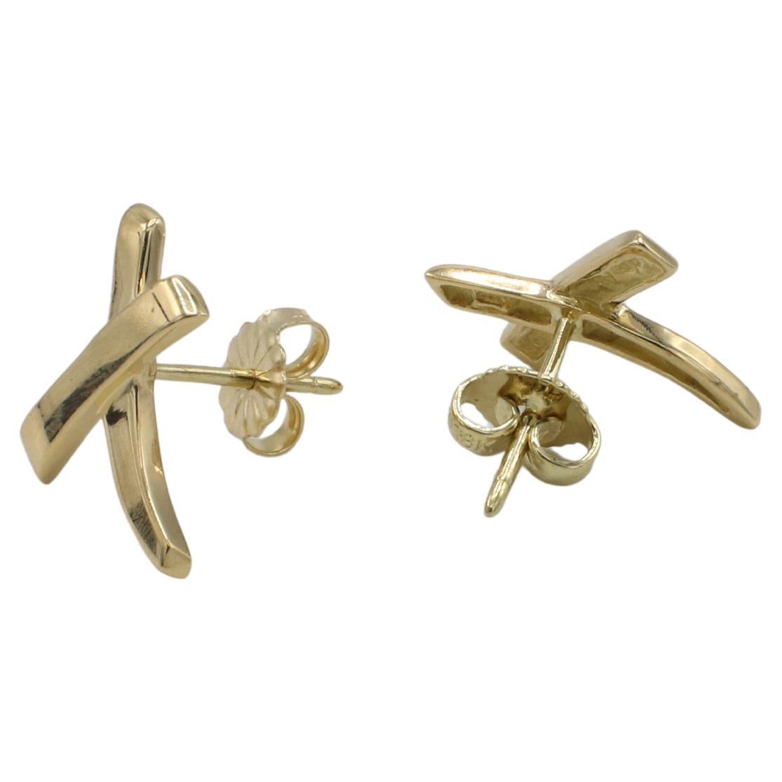 Tiffany & Co. Paloma Picasso X Kiss Graffiti Ohrstecker aus 18 Karat Gelbgold im Zustand „Hervorragend“ im Angebot in  Baltimore, MD
