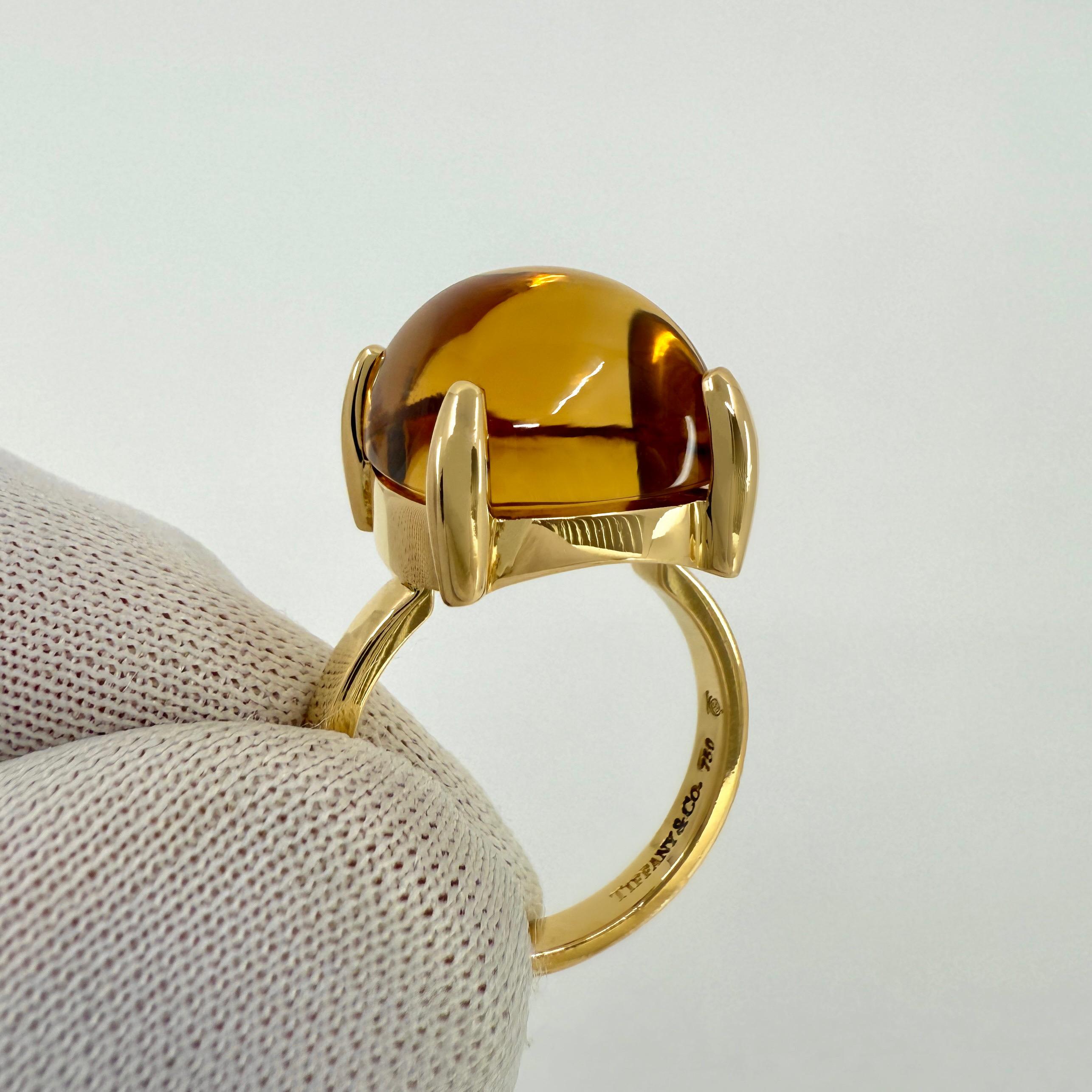 Cabochon Tiffany & Co Paloma Picasso Yellow Citrine Lemon Quartz Sugarstack 18k Gold Ring