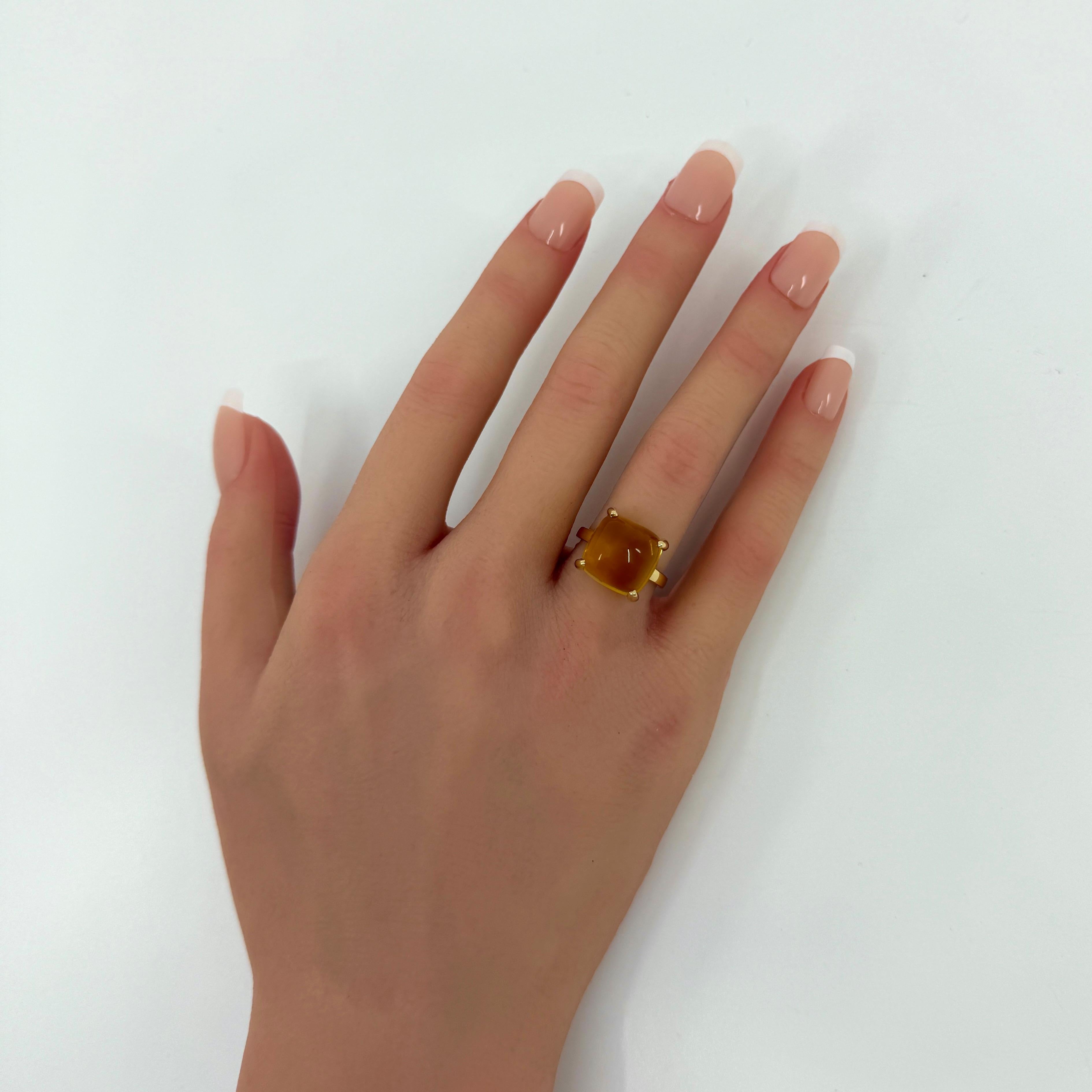 Tiffany & Co Paloma Picasso Yellow Citrine Lemon Quartz Sugarstack 18k Gold Ring 3