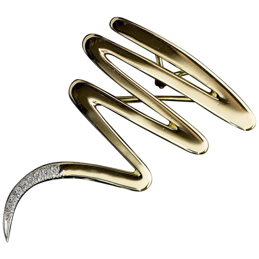 Tiffany & Co Paloma Picasso Yellow Gold 0.25 Carat Round Diamond Brooch Pin