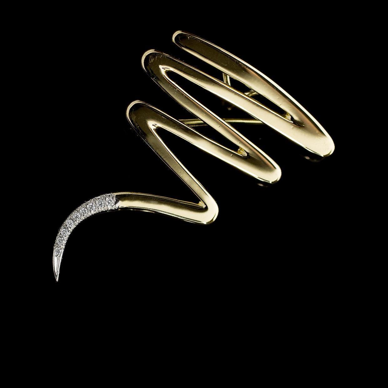 Women's Tiffany & Co Paloma Picasso Yellow Gold 0.25 Carat Round Diamond Brooch Pin