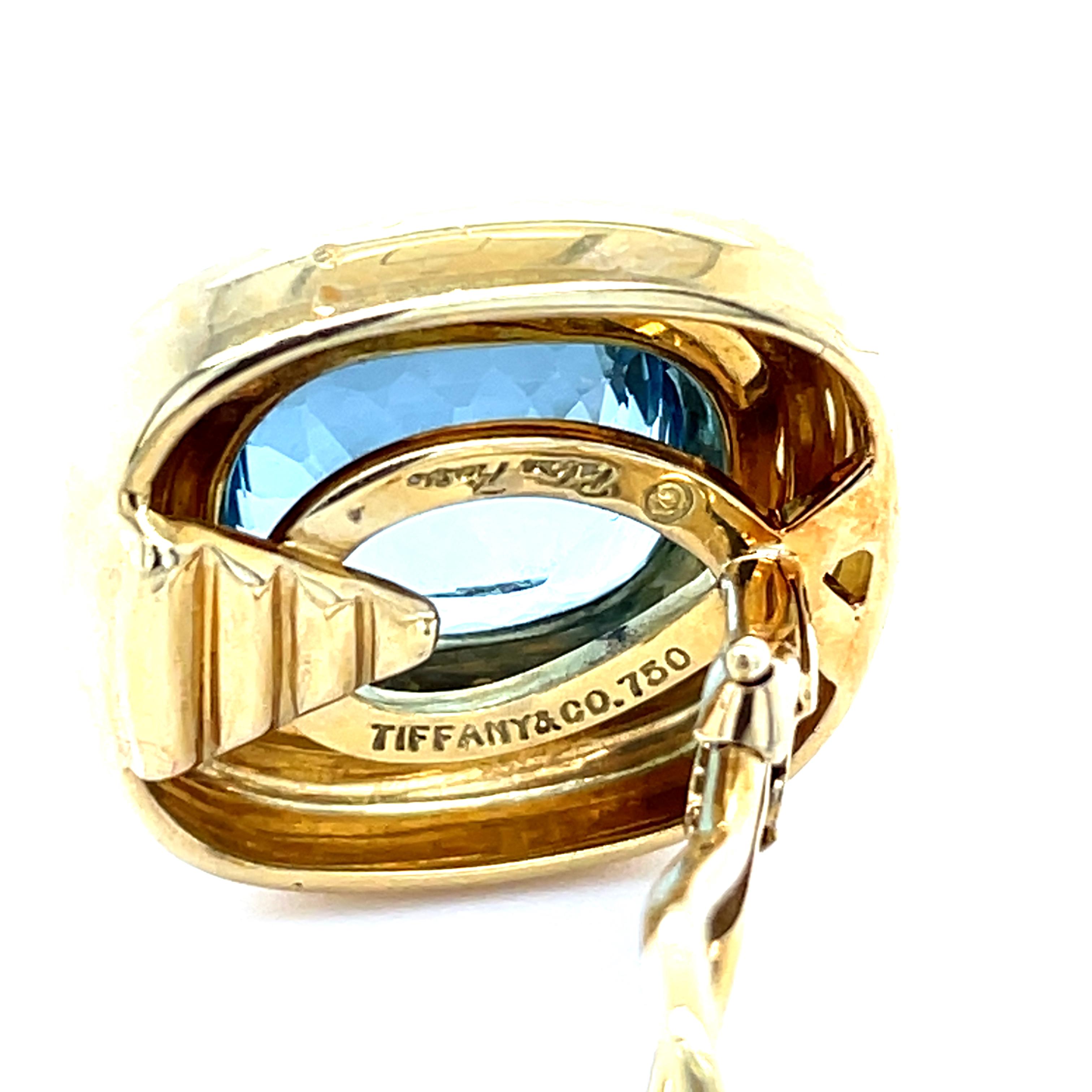 Contemporary Tiffany & Co., Paloma Picasso, Yellow Gold and Aquamarine Double Bezel Earrings