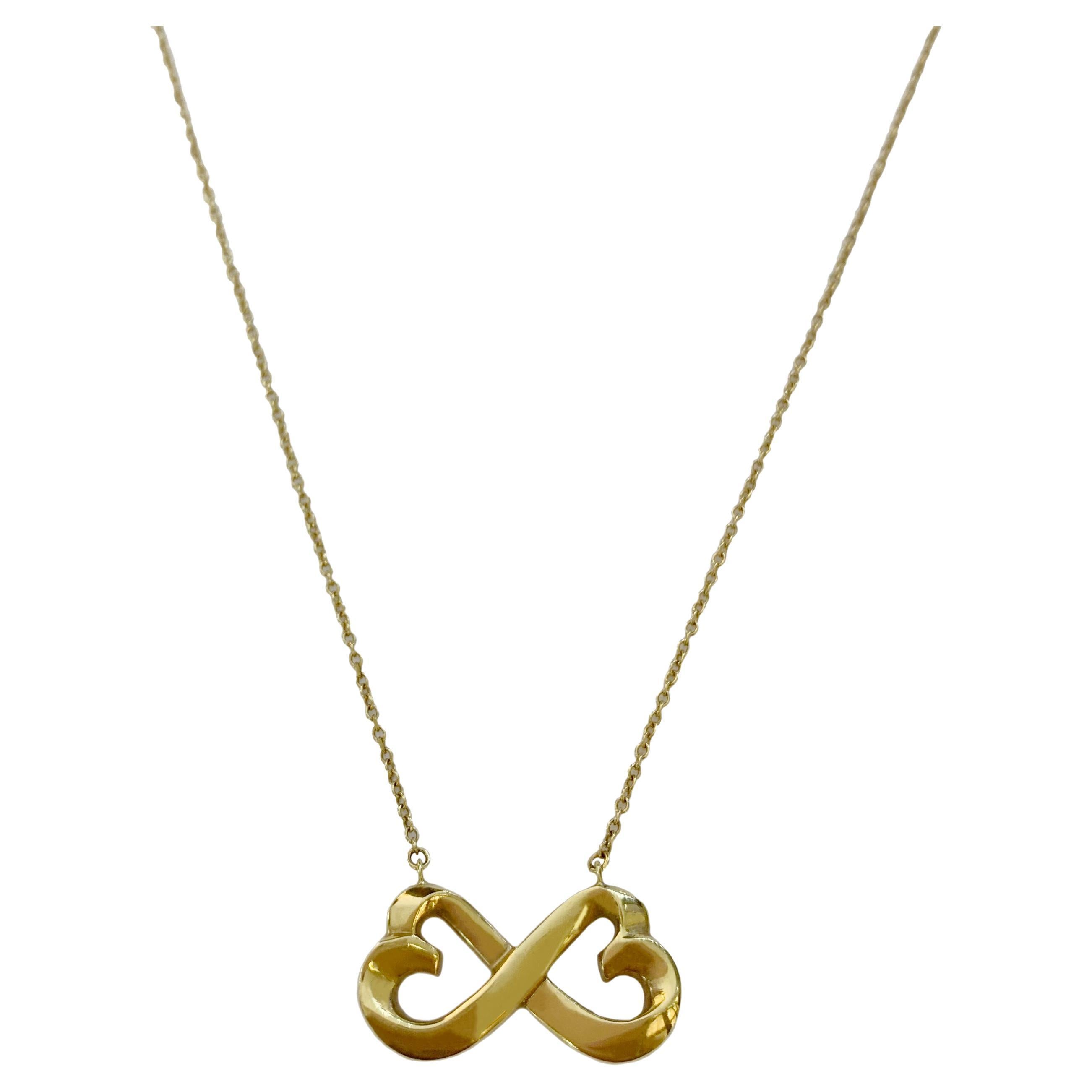 Tiffany & Co. Paloma Picasso Yellow Gold Double Loving Hearts Pendant Necklace For Sale