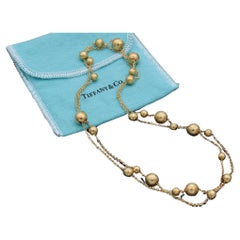 Tiffany & Co. Paloma Picasso Yellow Gold Hammered Ball Bead Station Necklace