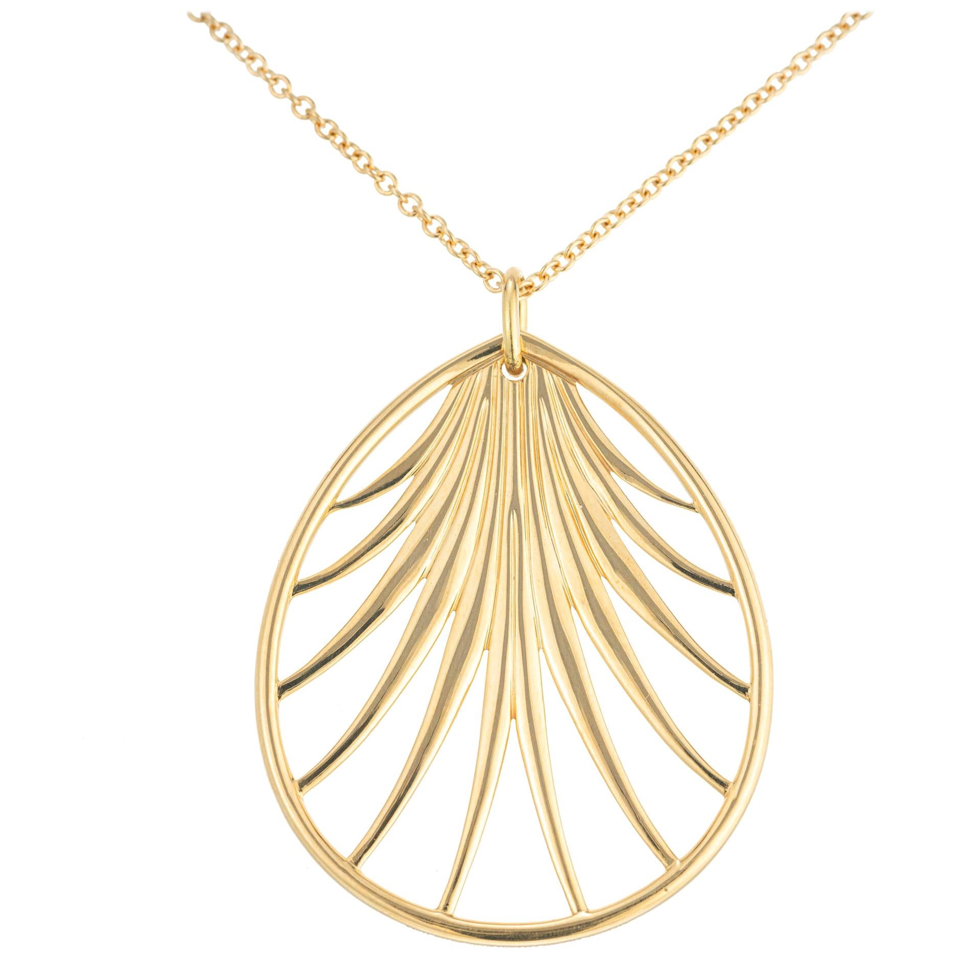 Tiffany & Co. Paloma Picasso Yellow Gold Villa Palm Leaf Pendant Necklace