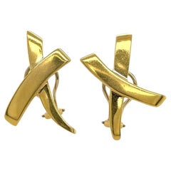 TIFFANY & CO., PALOMA PICASSO Gelbgold-Ohrringe „X Kiss“