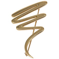 Tiffany & Co. Paloma Picasso Zig Zag Brooch Pin 18 Karat Yellow Gold